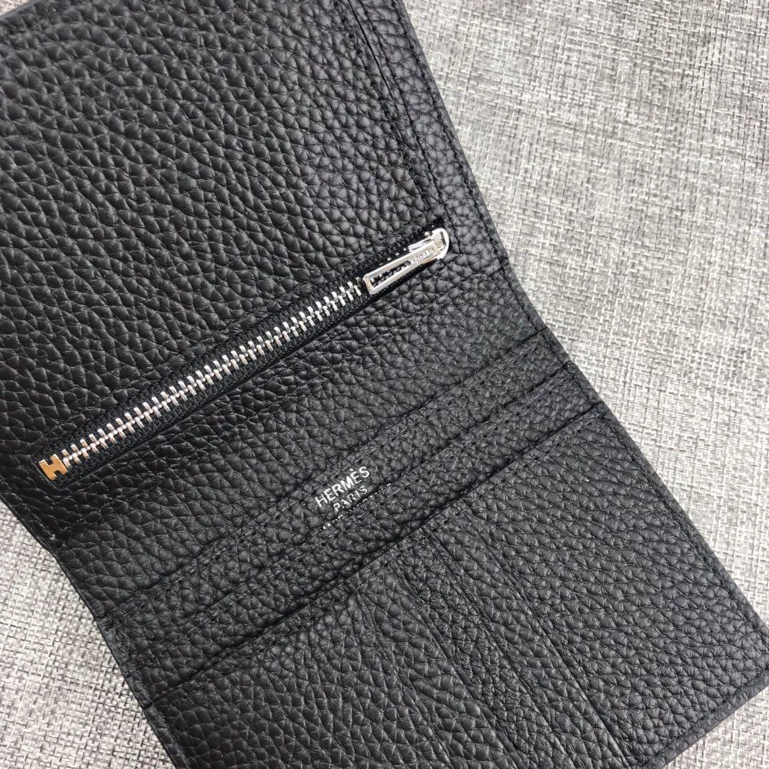 Best Price H5120 Hermes Bearn Short Wallet in Epsom Calfskin Black