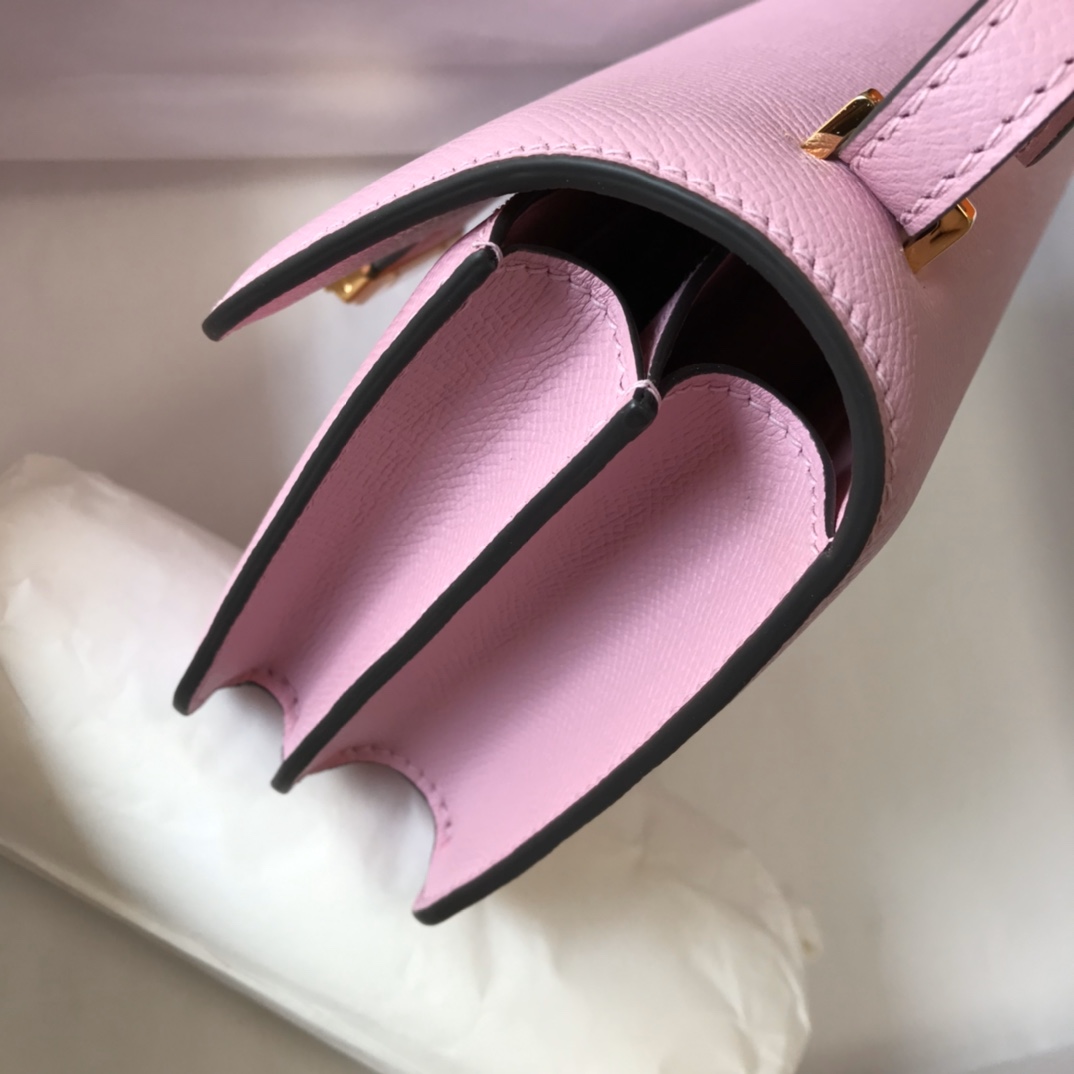 Replica Hermes Constance Bag Epsom Leather Pink Wiht Gold 19cm and 23cm