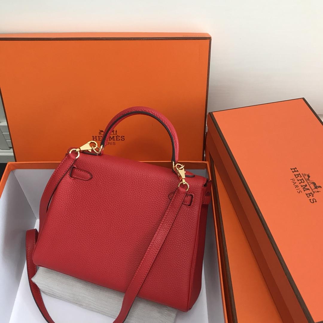 Hermes 25cm Kelly Bag Togo Leather Handbag Red