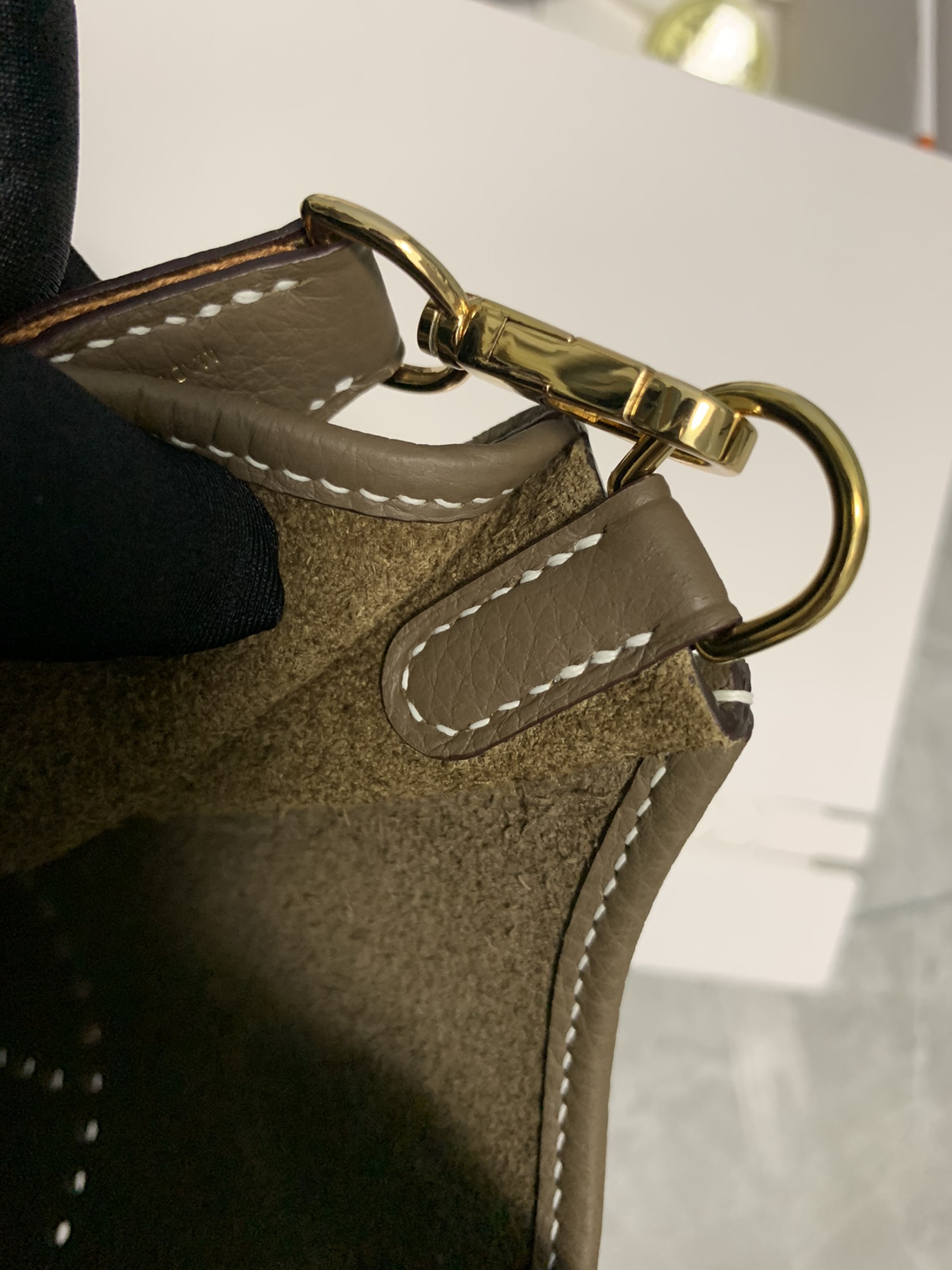 Replica Hermes Evelyne Mini Bag 17cm Original Togo Leather Dark Gray-1