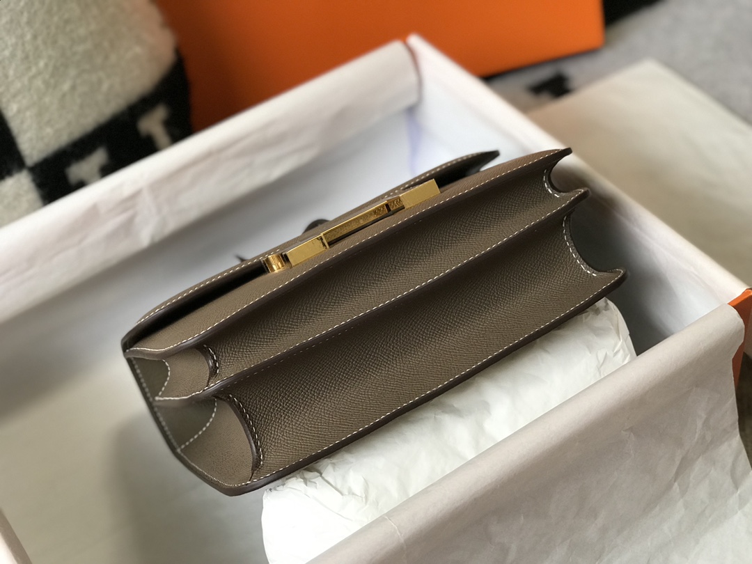 Replica Hermes Constance Bag Epsom Leather Gray Wiht Gold 19cm and 23cm