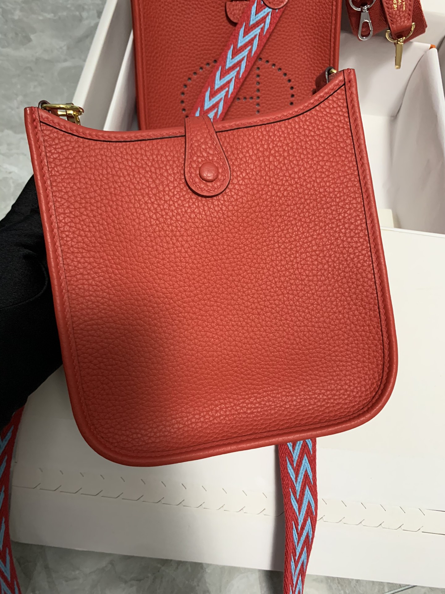 Replica Hermes Evelyne Mini Bag 17cm Original Togo Leather Watermelon Red