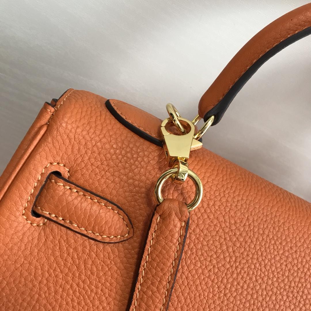 Hermes 25cm Kelly Bag Togo Leather Handbag Orange