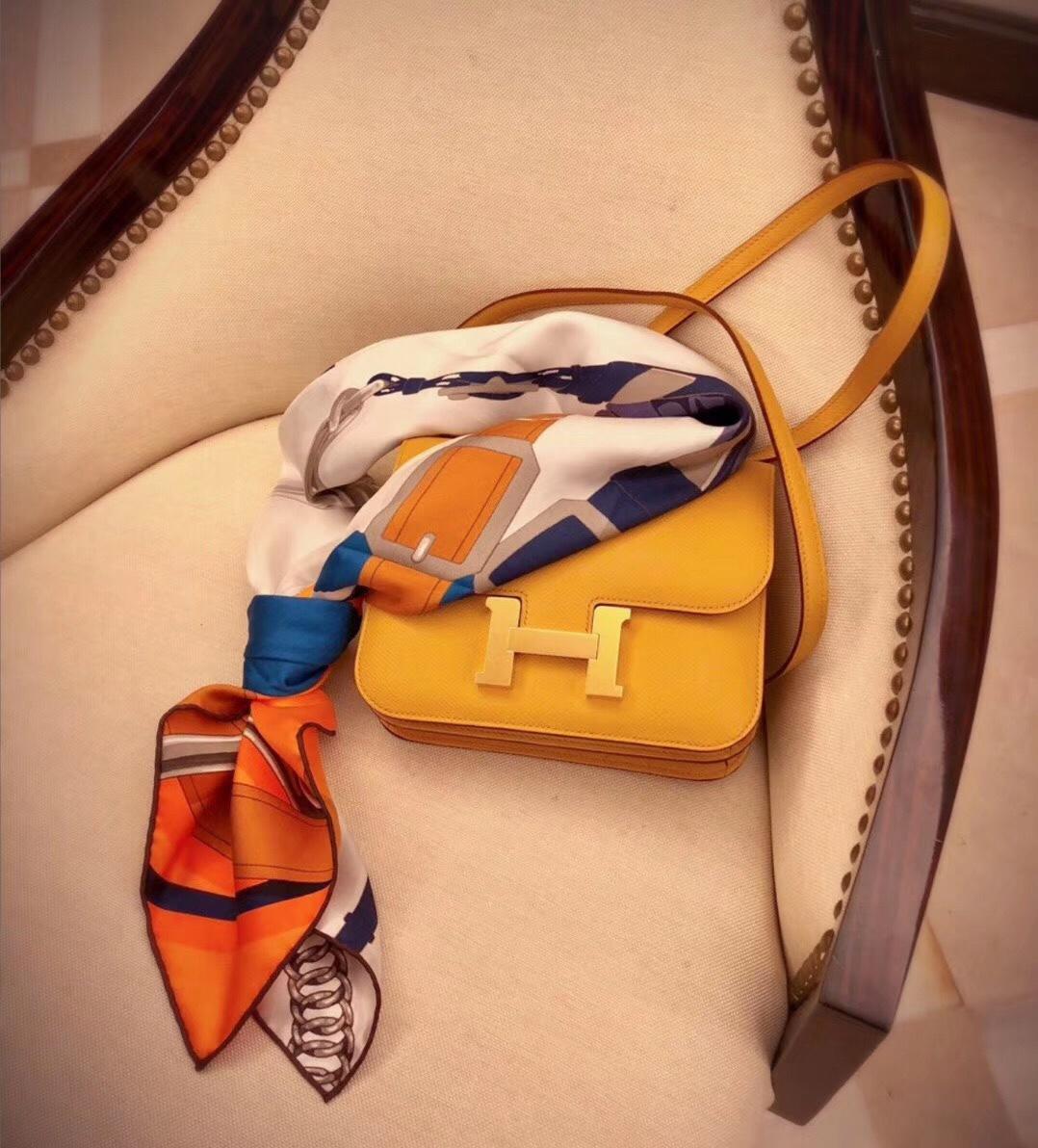 Hot SALE Hermes Constance 23cm and 18Cm Shoulder Bag Amber