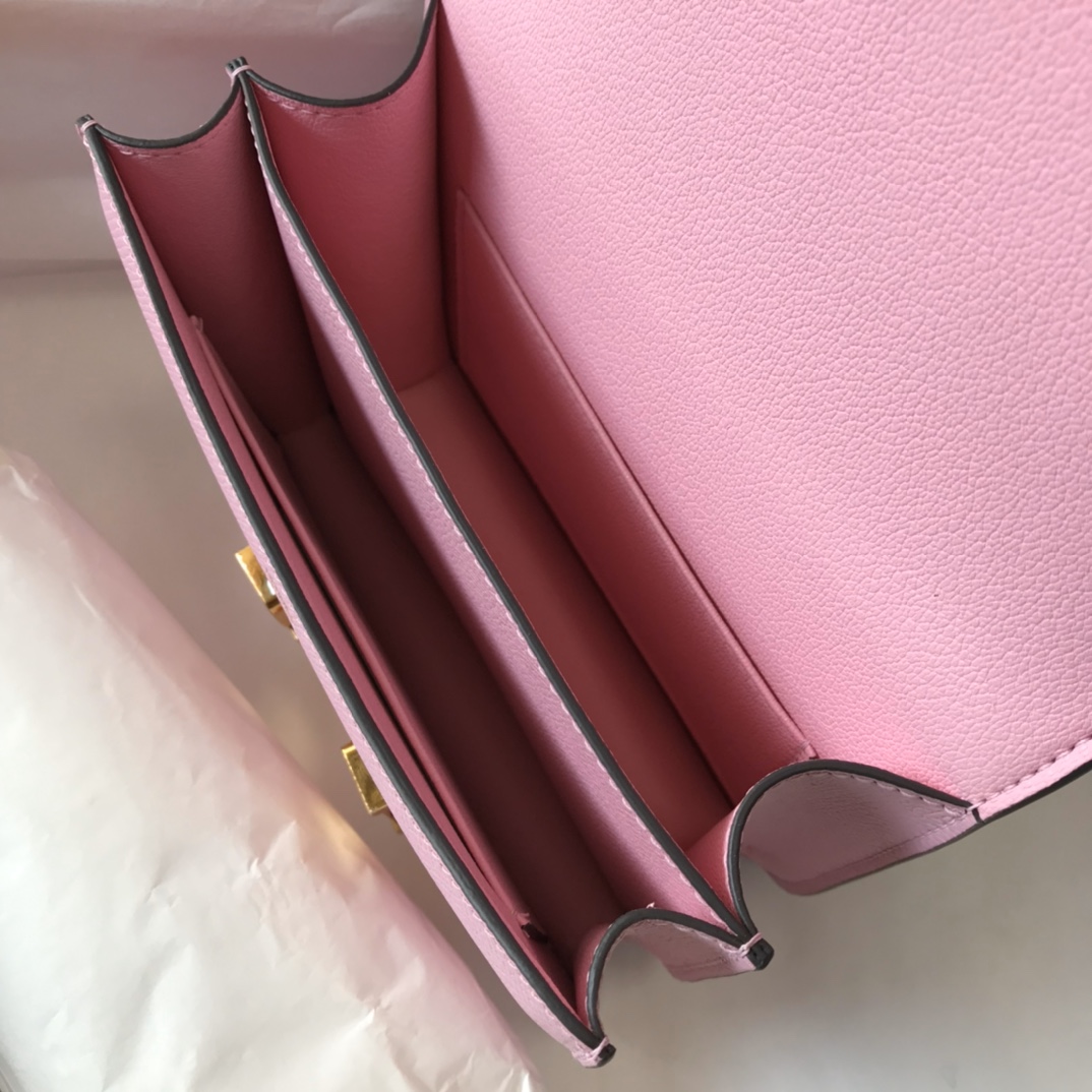 Replica Hermes Constance Bag Epsom Leather Pink Wiht Gold 19cm and 23cm