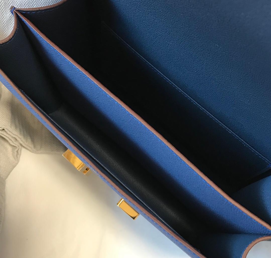 Original Copy Hermes Constance Shoulder Bag Dark Blue With Gold 23cm and 18cm