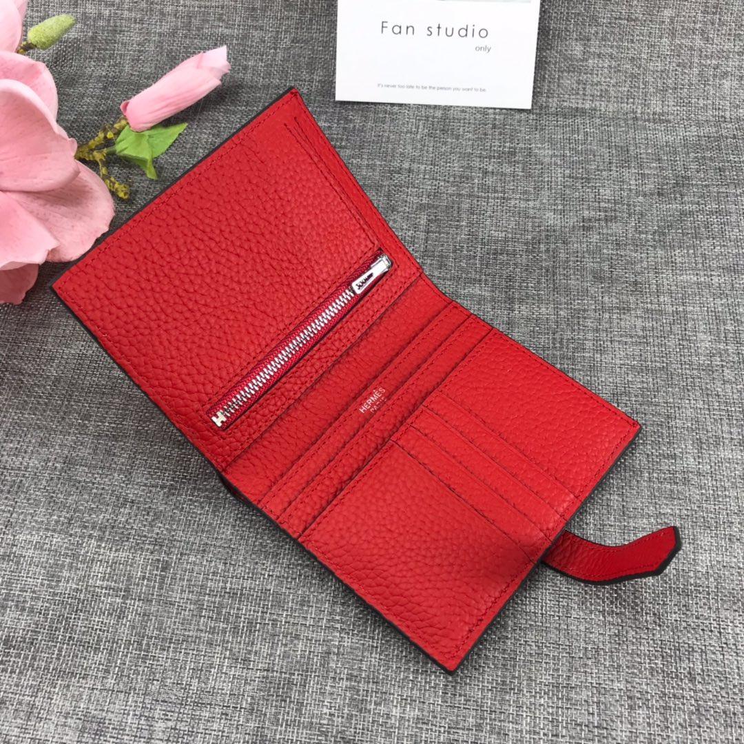 Best Price H5120 Hermes Bearn Short Wallet in Epsom Calfskin Red