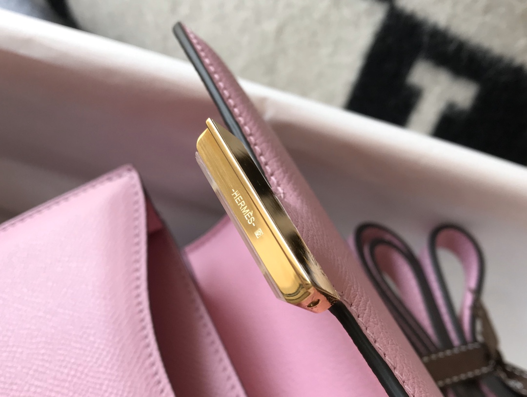 Replica Hermes Constance Bag Epsom Leather Pink Wiht Gold 19cm and 23cm