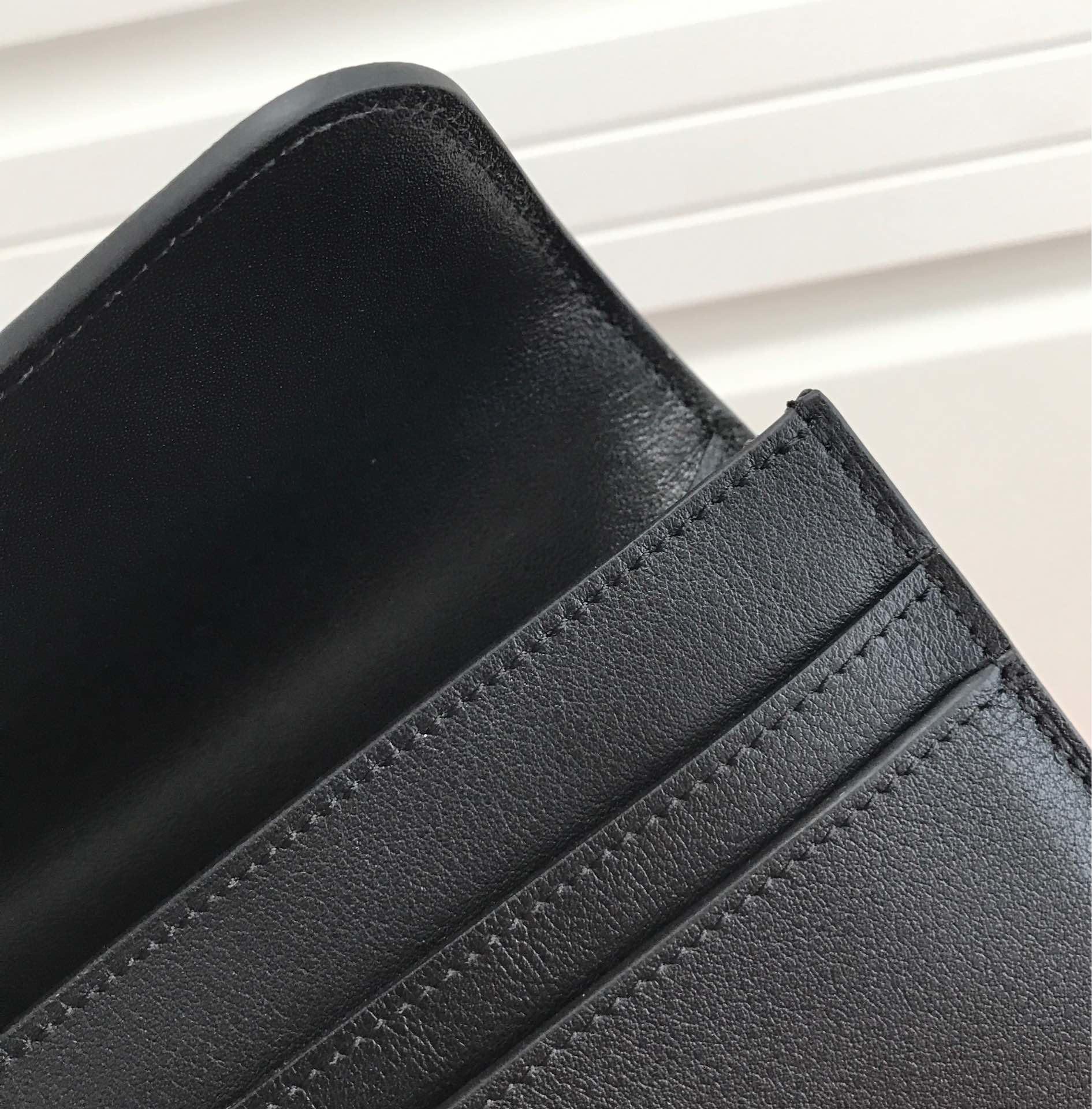 Top Replica HERMES Constance Long Wallet Gris Asphalt Epsom Black with Silver-Tone Metal