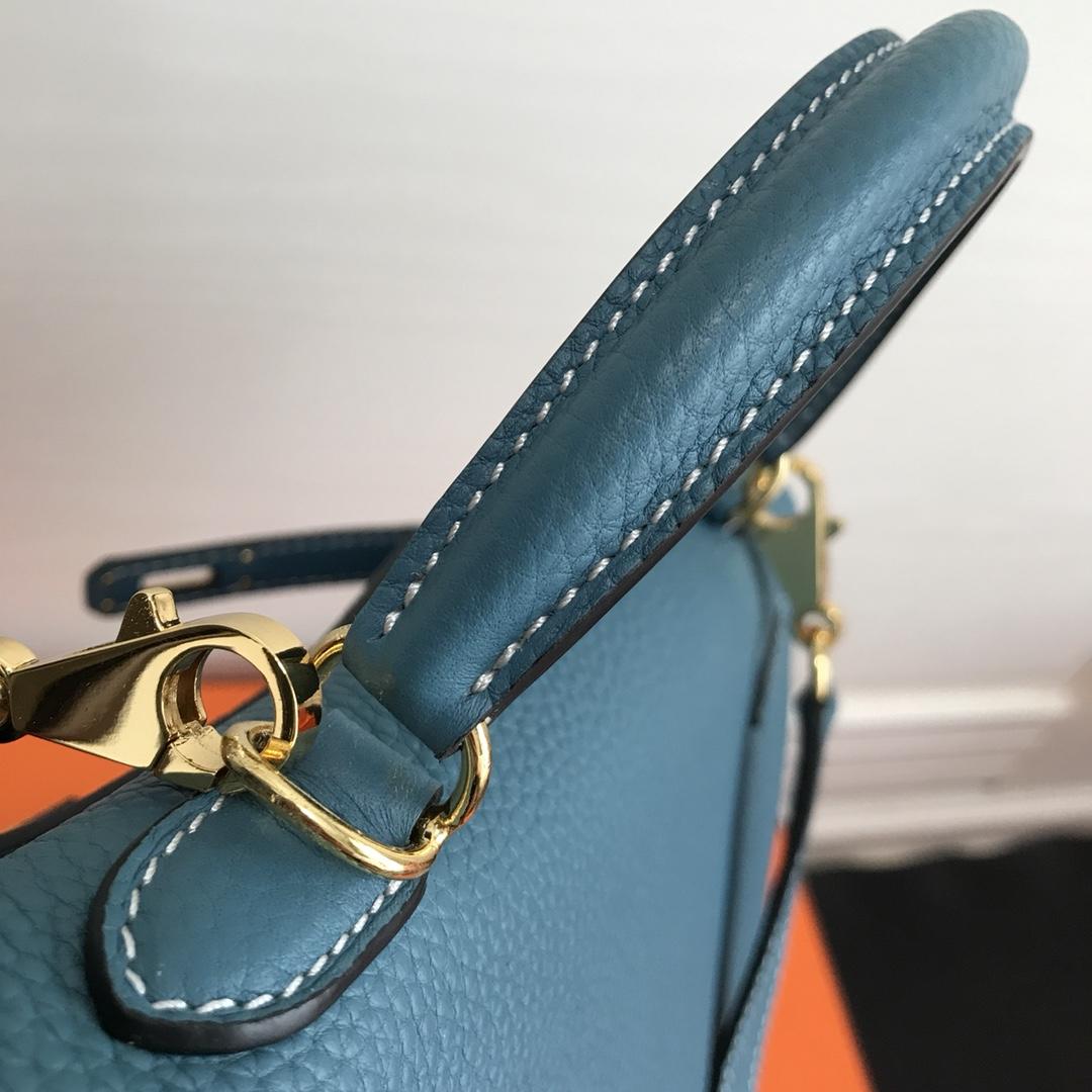 Hermes 25cm Kelly Bag Togo Leather Handbag Light Blue