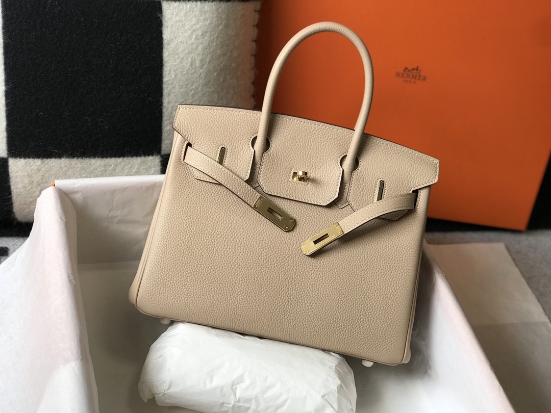 Hermes Birkin 30CM 35CM Togo Leather Windbreaker Grey With Gold