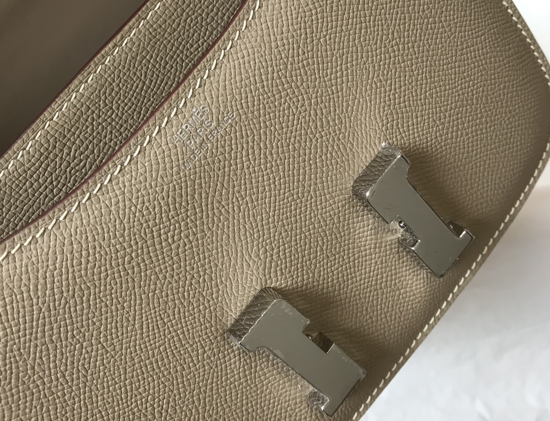 Replica Hermes Constance Bag Epsom Leather Light Gray Wiht White Gold 19cm and 23cm