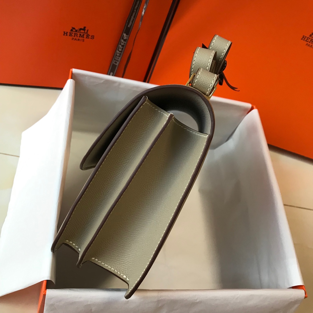 Replica Hermes Constance Bag Epsom Leather Light Gray Wiht Gold 19cm and 23cm