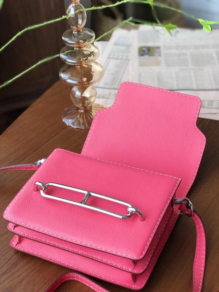 Replica Hermes Roulis Mini 19cm Swift Calf Togo Leather Shoulder Bag Pink