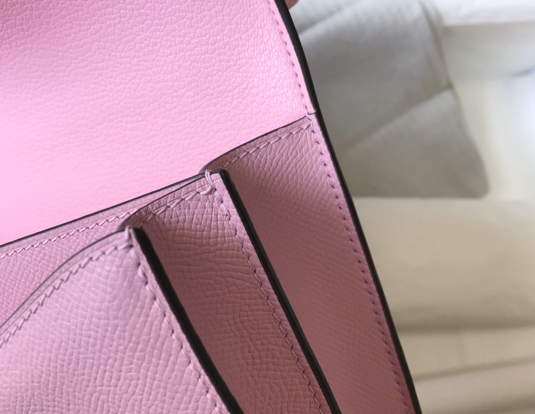 Replica Hermes Constance Bag Epsom Leather Pink Wiht Gold 19cm and 23cm