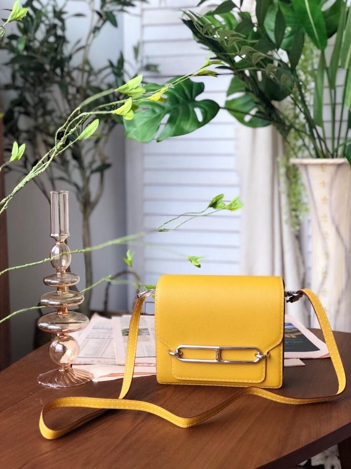 Replica Hermes Roulis Mini 19cm Swift Calf Togo Leather Shoulder Bag Yellow
