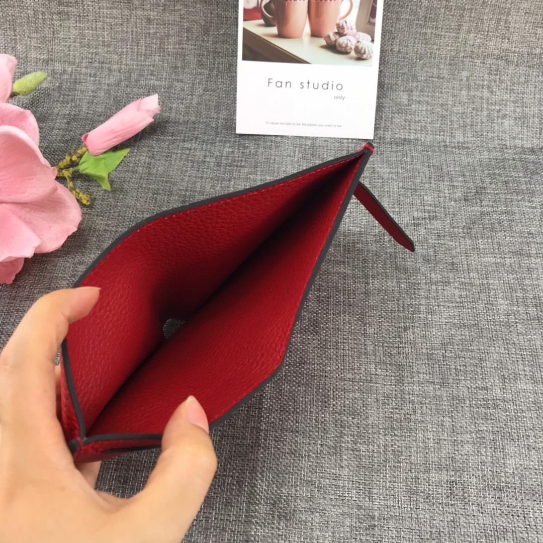 Best Price H5120 Hermes Bearn Short Wallet in Epsom Calfskin Red