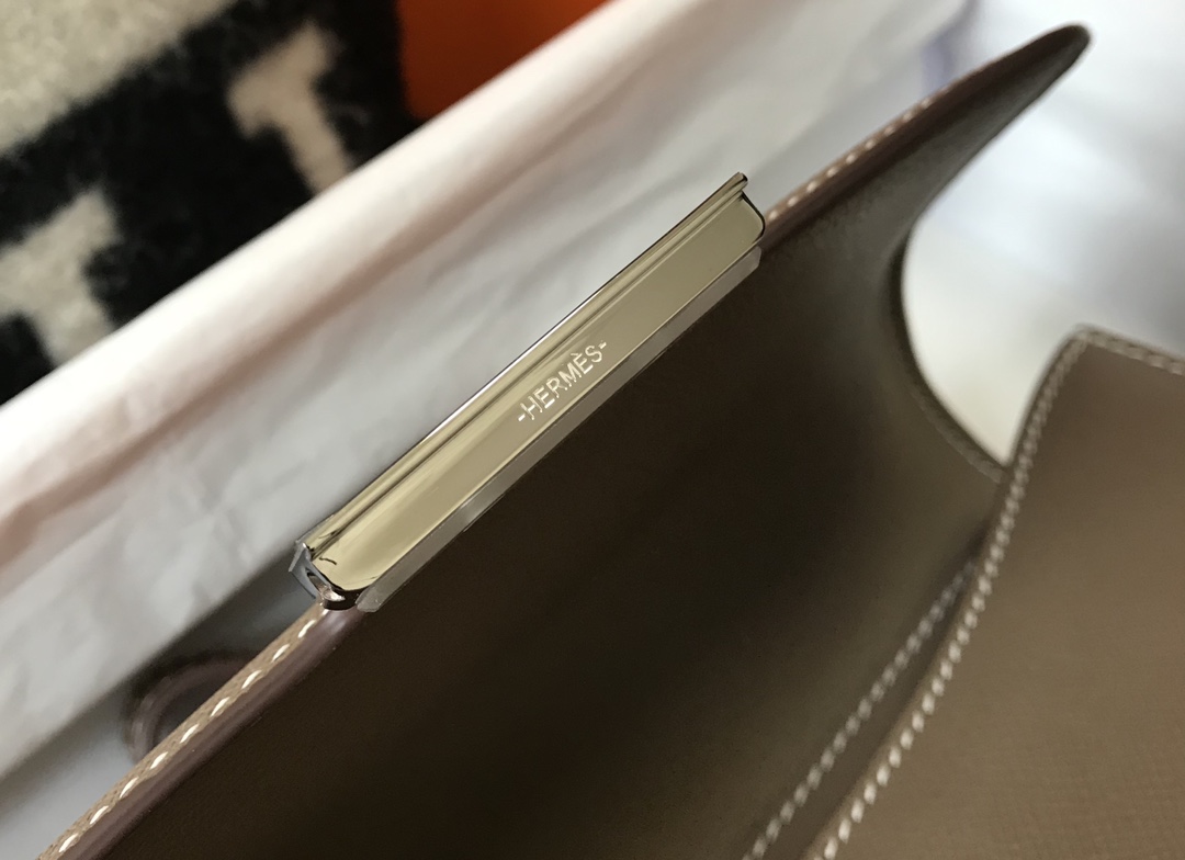 Replica Hermes Constance Bag Epsom Leather Gray Wiht White Gold 19cm and 23cm