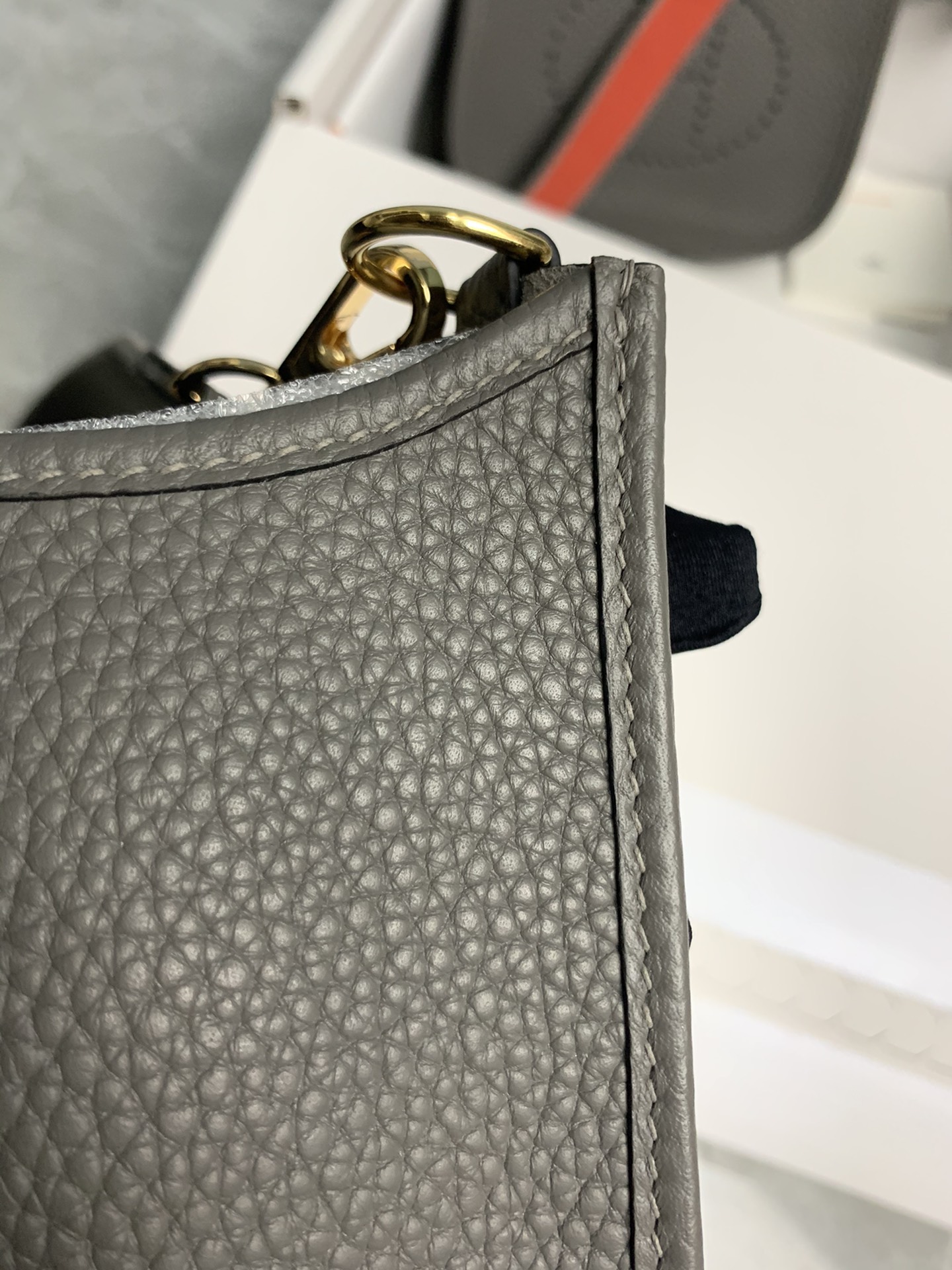 Replica Hermes Evelyne Mini Bag 17cm Original Togo Leather Grey