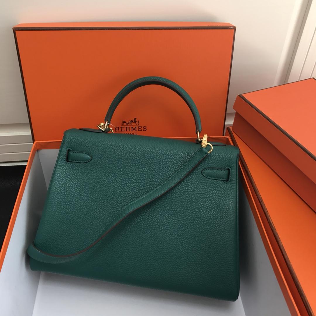 Hermes 25cm Kelly Bag Togo Leather Handbag Aqua Green