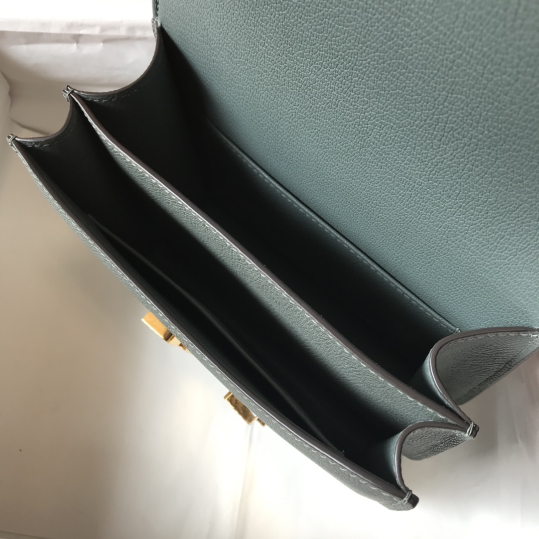 Replica Hermes Constance Bag Epsom Leather Almond Green Wiht Gold 19cm and 23cm