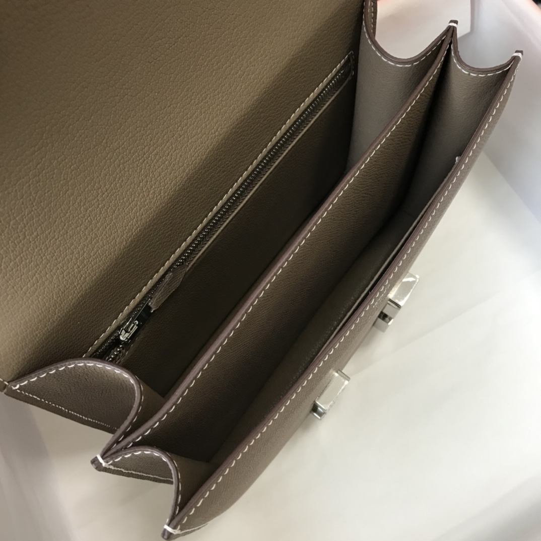 Replica Hermes Constance Bag Epsom Leather Gray Wiht White Gold 19cm and 23cm