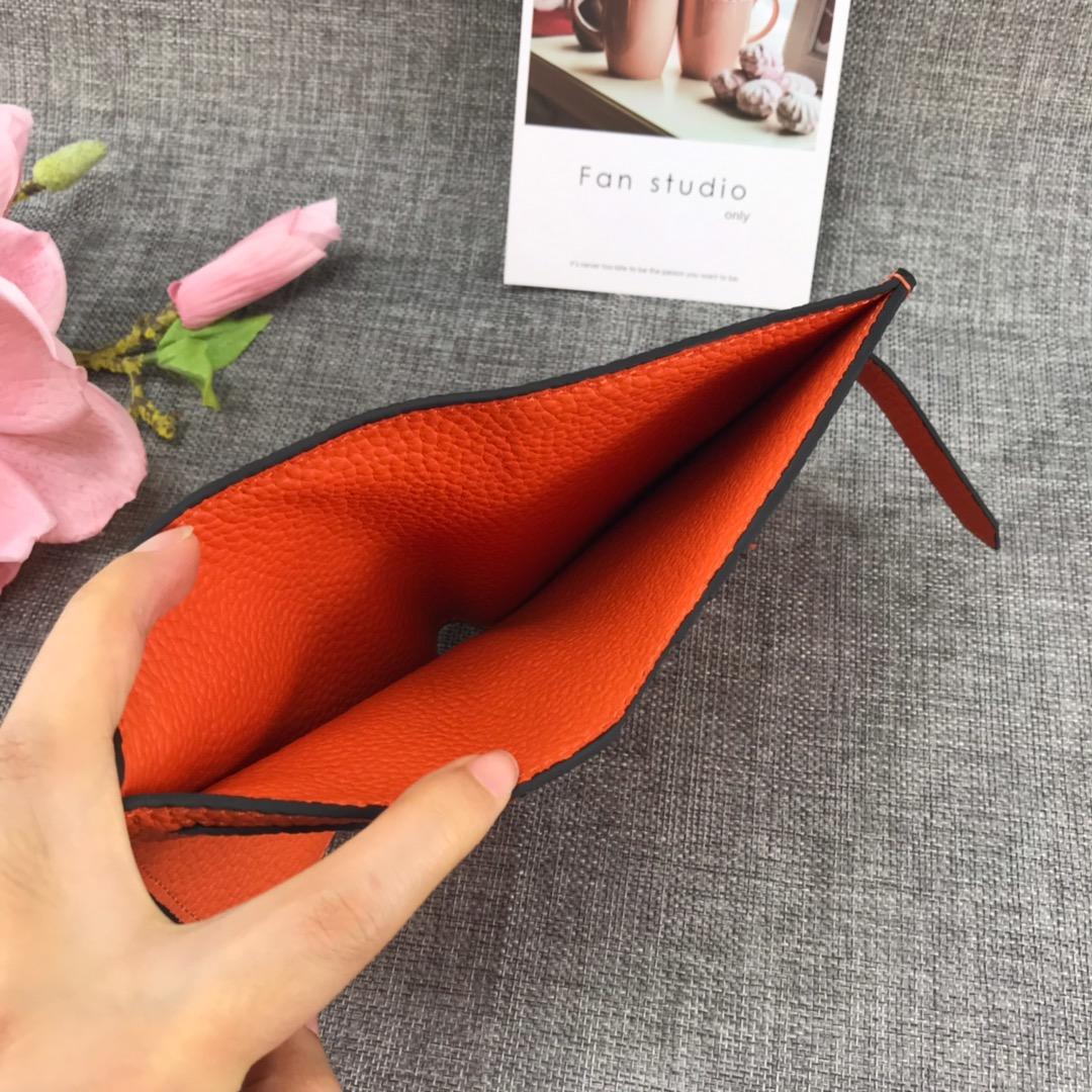 Best Price H5120 Hermes Bearn Short Wallet in Epsom Calfskin Orange
