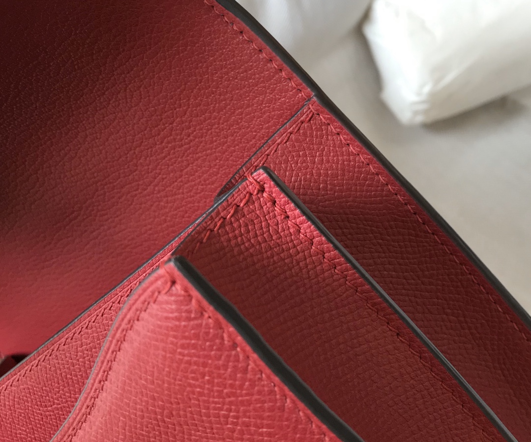 Replica Hermes Constance Bag Epsom Dark Red Lipstick Wiht Gold 19cm and 23cm