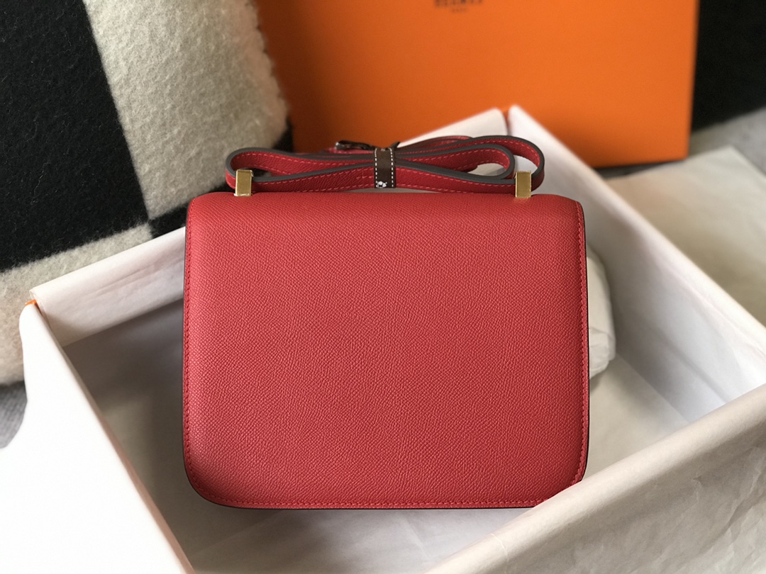 Replica Hermes Constance Bag Epsom Leather Red Wiht Gold 19cm and 23cm