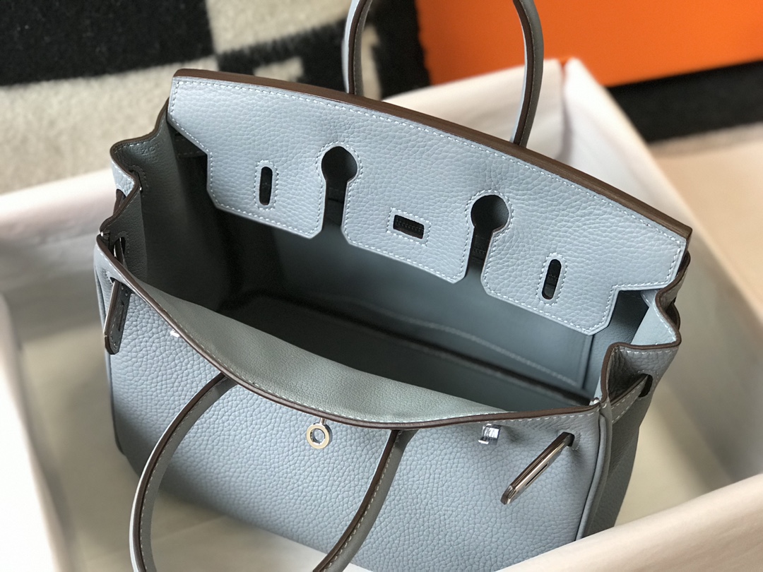 Hermes Birkin 30CM 35CM Togo Leather Flax Blue With Silver