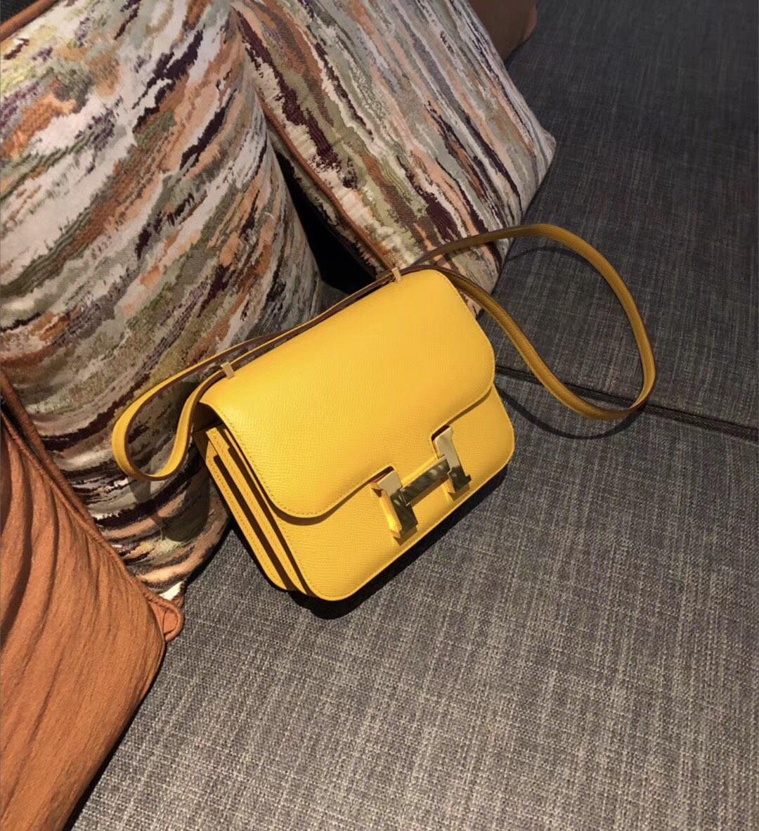 Hot SALE Hermes Constance 23cm and 18Cm Shoulder Bag Amber