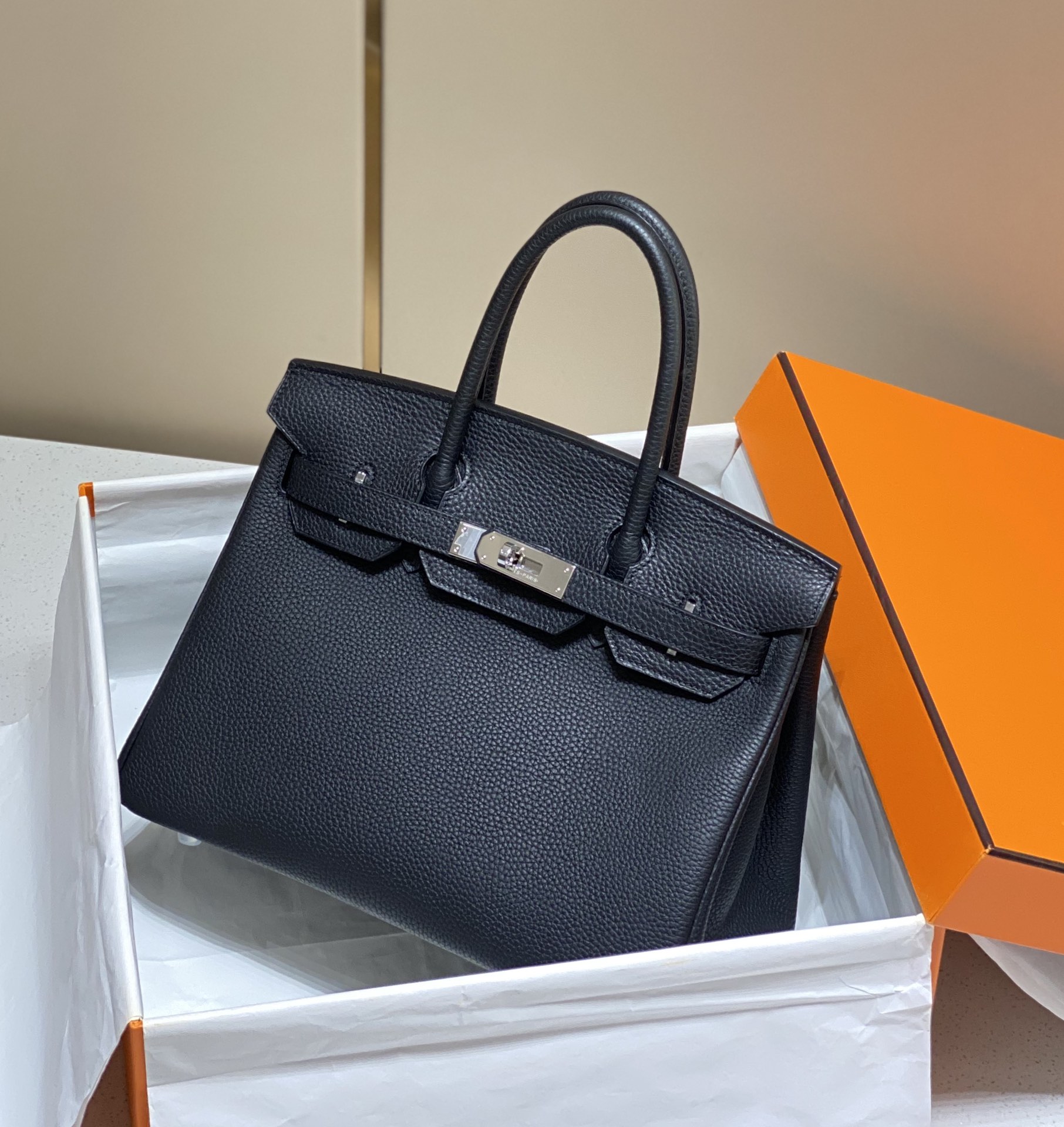 Hermes Birkin 30CM 35CM Togo Leather Black With Silver