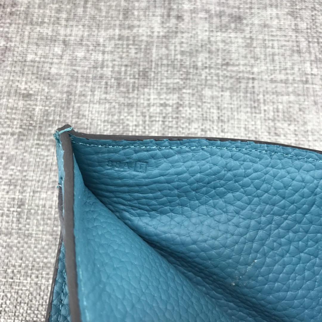 Best Price H5120 Hermes Bearn Short Wallet in Epsom Calfskin Blue