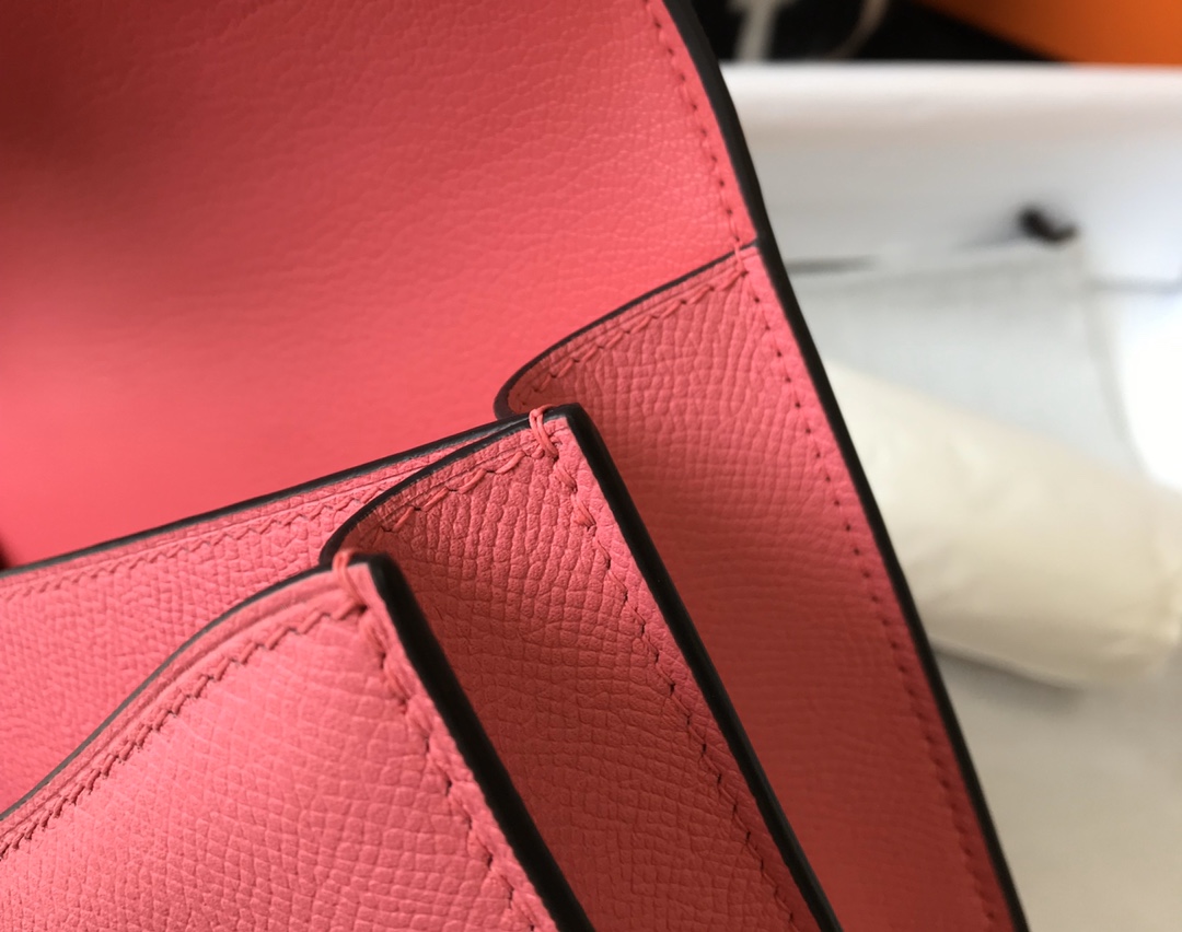 Replica Hermes Constance Bag Epsom Leather Rose Lipstick Wiht Gold 19cm and 23cm