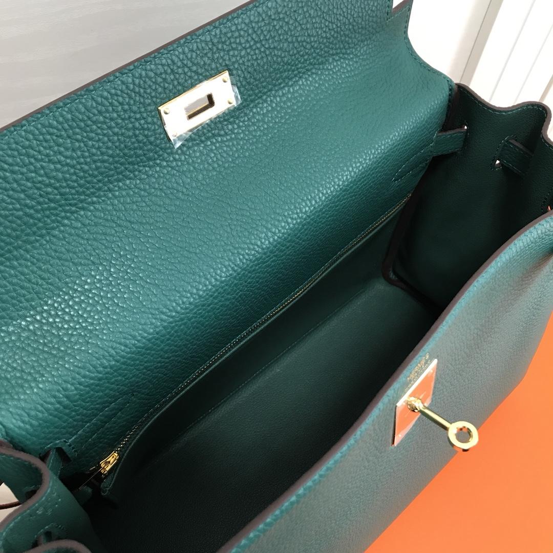 Hermes 25cm Kelly Bag Togo Leather Handbag Aqua Green