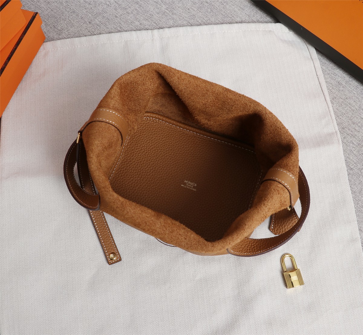 Replica Hermes Picotin Lock Bag 18cm and 22cm Coffee with Gold Hardware