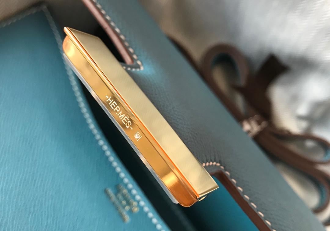 Original Copy Hermes Constance Shoulder Bag Light Blue With Gold 23cm and 18cm