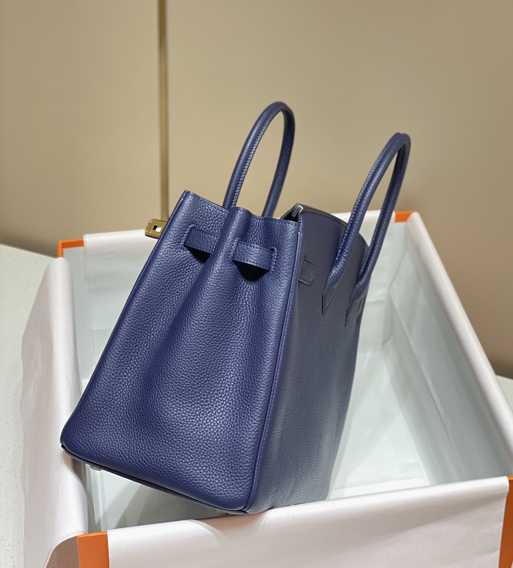 Hermes Birkin 30CM 35CM Togo Leather Milkshake Deep Blue With Gold
