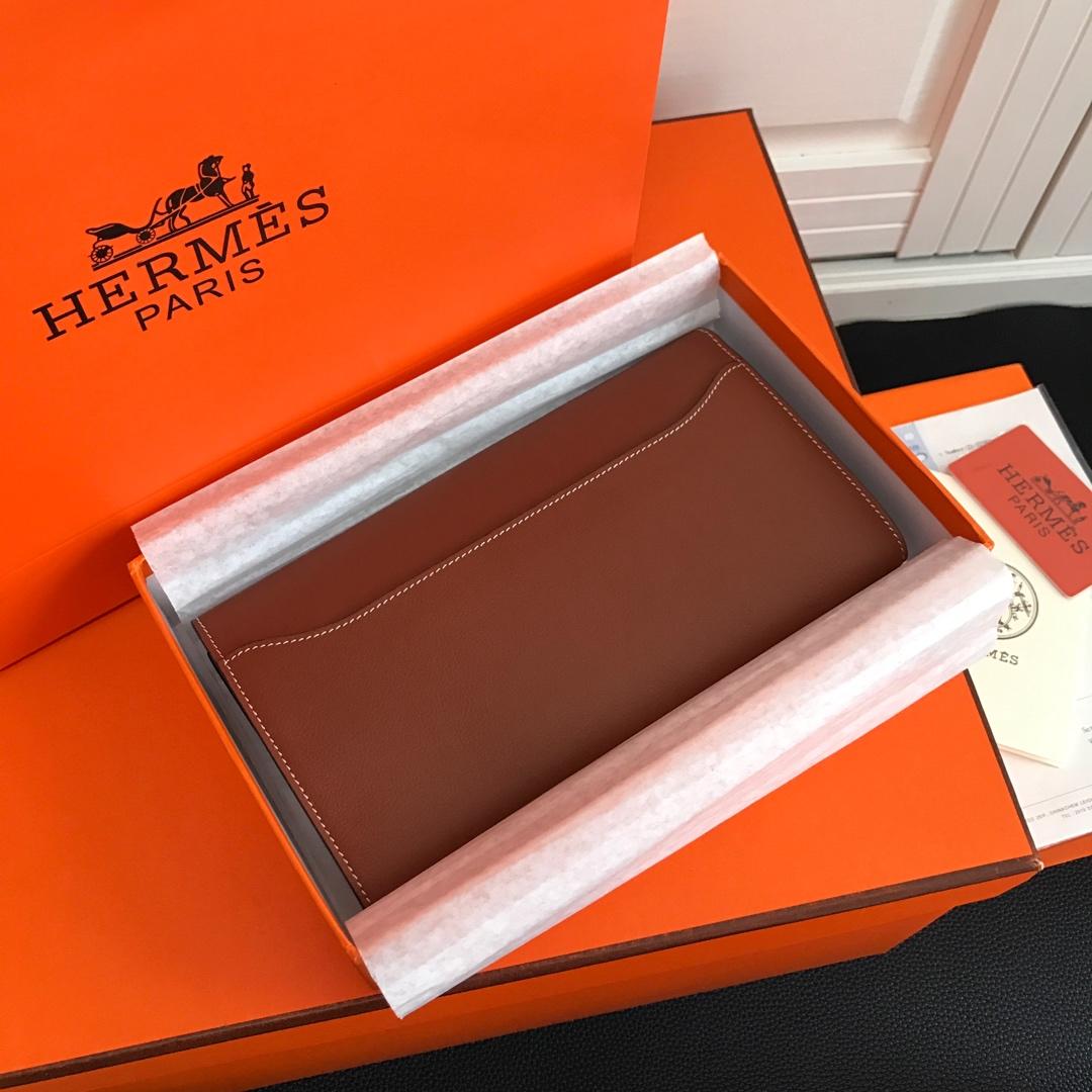 Top Replica HERMES Constance Long Wallet Gris Asphalt Epsom Coffee with Silver-Tone Metal