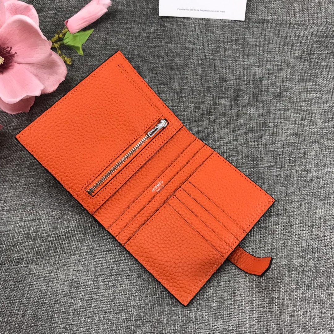 Best Price H5120 Hermes Bearn Short Wallet in Epsom Calfskin Orange