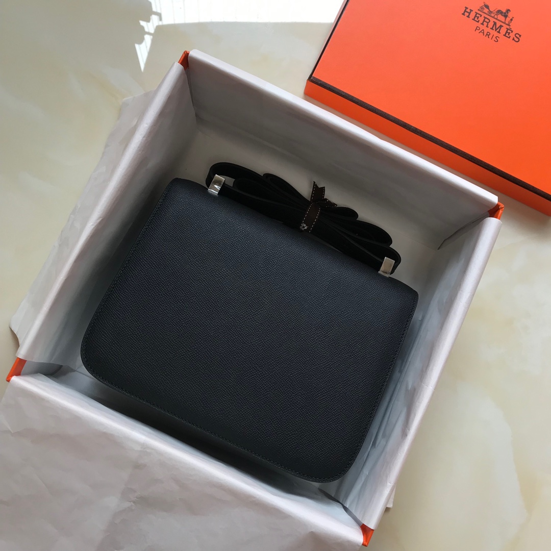Replica Hermes Constance Bag Epsom Leather Black Wiht White Gold 19cm and 23cm