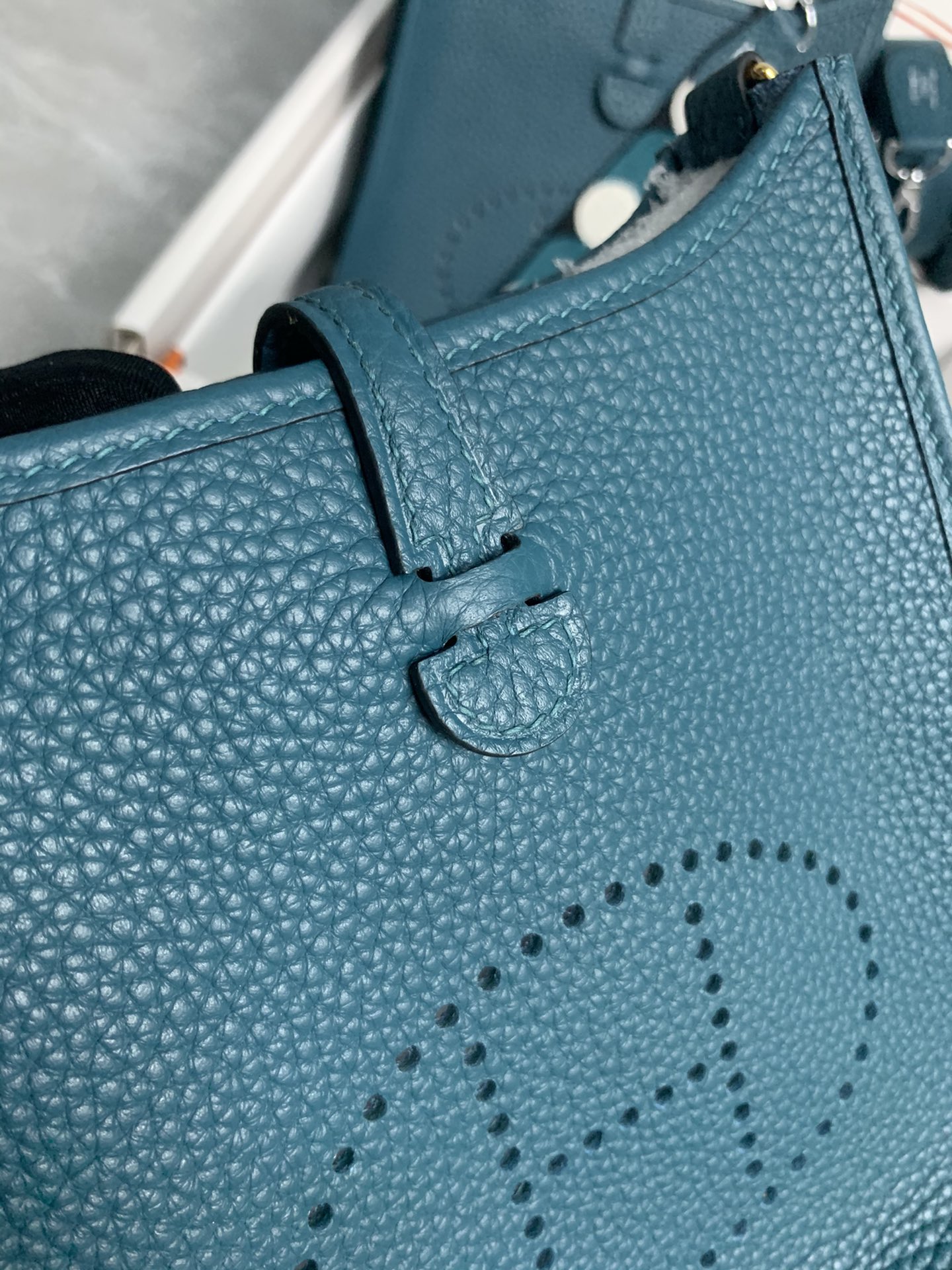 Replica Hermes Evelyne Mini Bag 17cm Original Togo Leather Blue-1