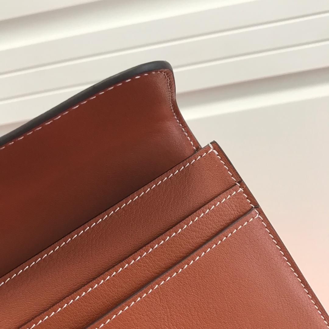 Top Replica HERMES Constance Long Wallet Gris Asphalt Epsom Coffee with Silver-Tone Metal