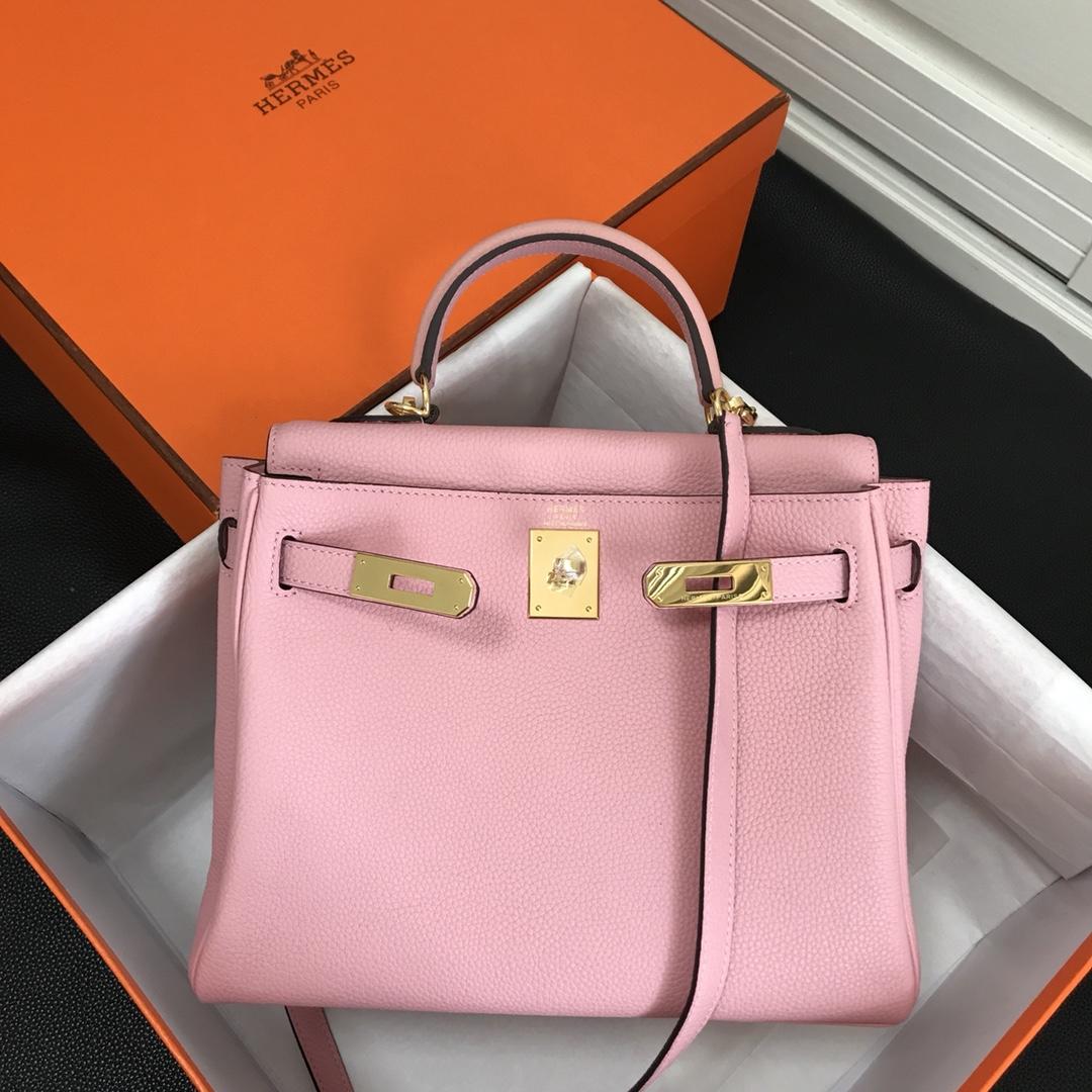Hermes 25cm Kelly Bag Togo Leather Handbag Pink