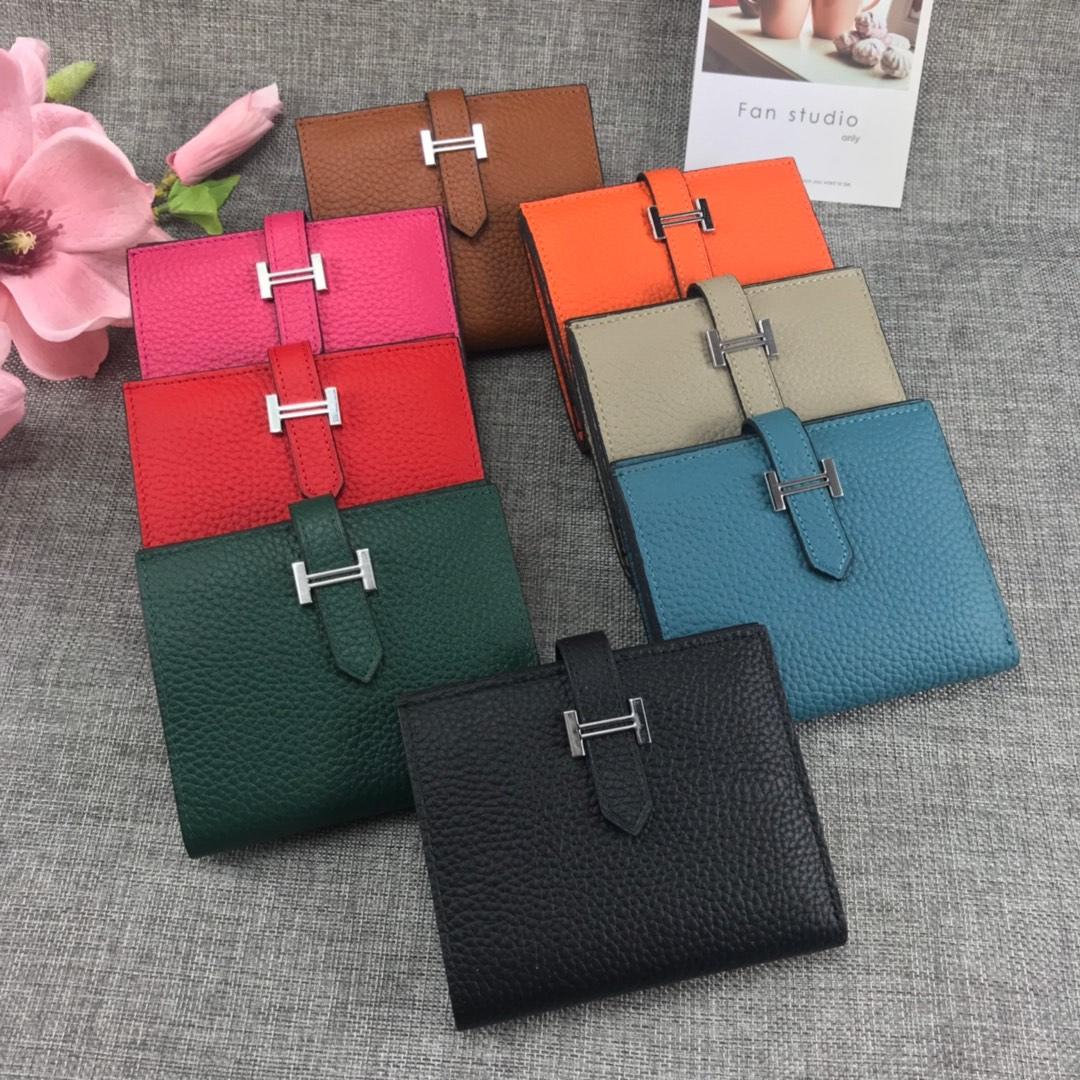 Best Price H5120 Hermes Bearn Short Wallet in Epsom Calfskin Blue