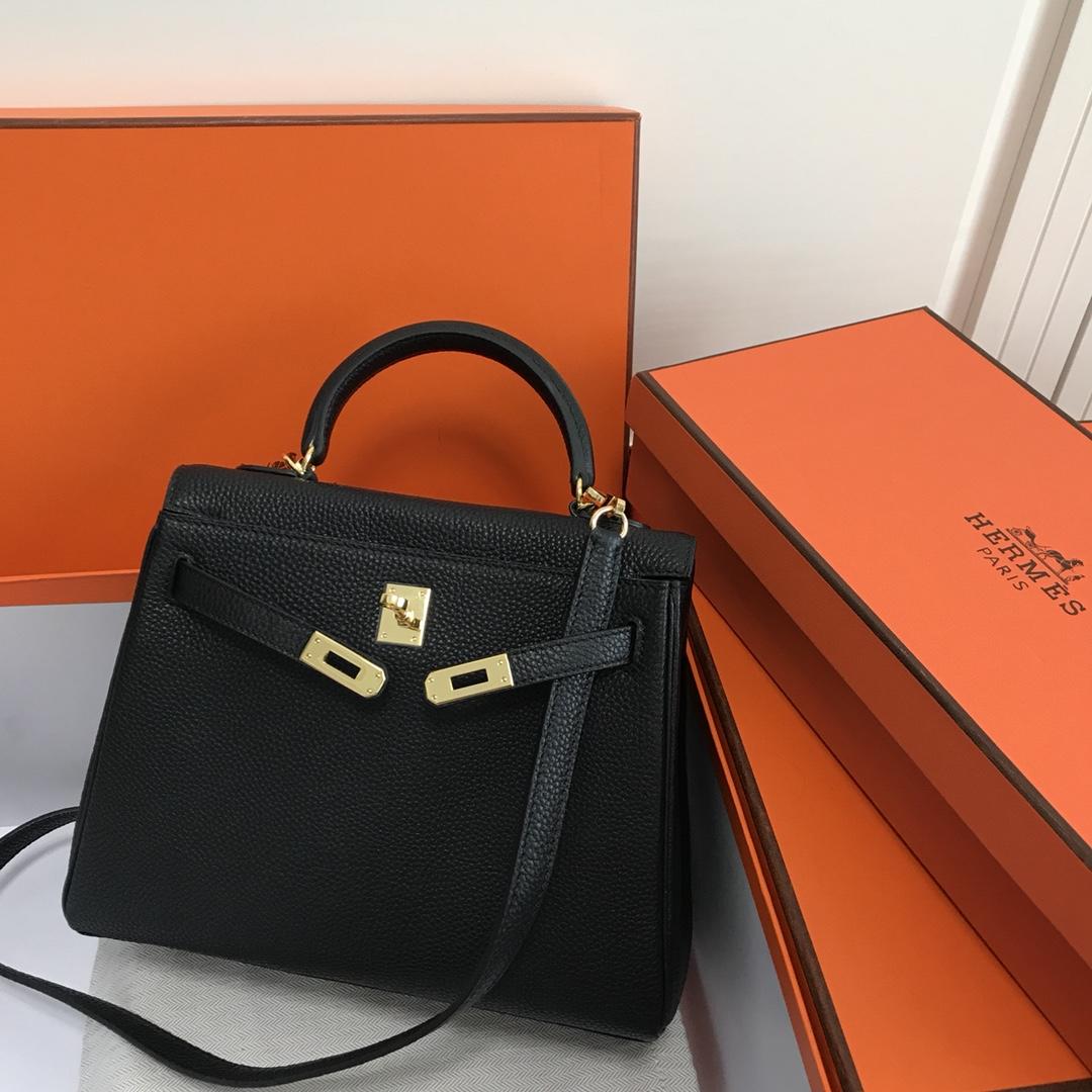 Hermes 25cm Kelly Bag Togo Leather Handbag Black