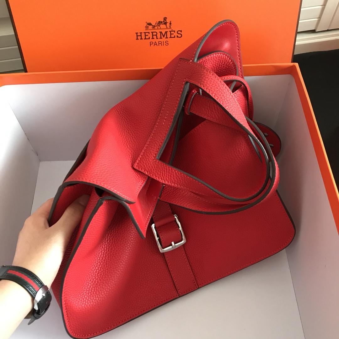 Hermes Halzan 31cm Swift Calfskin Bag Red