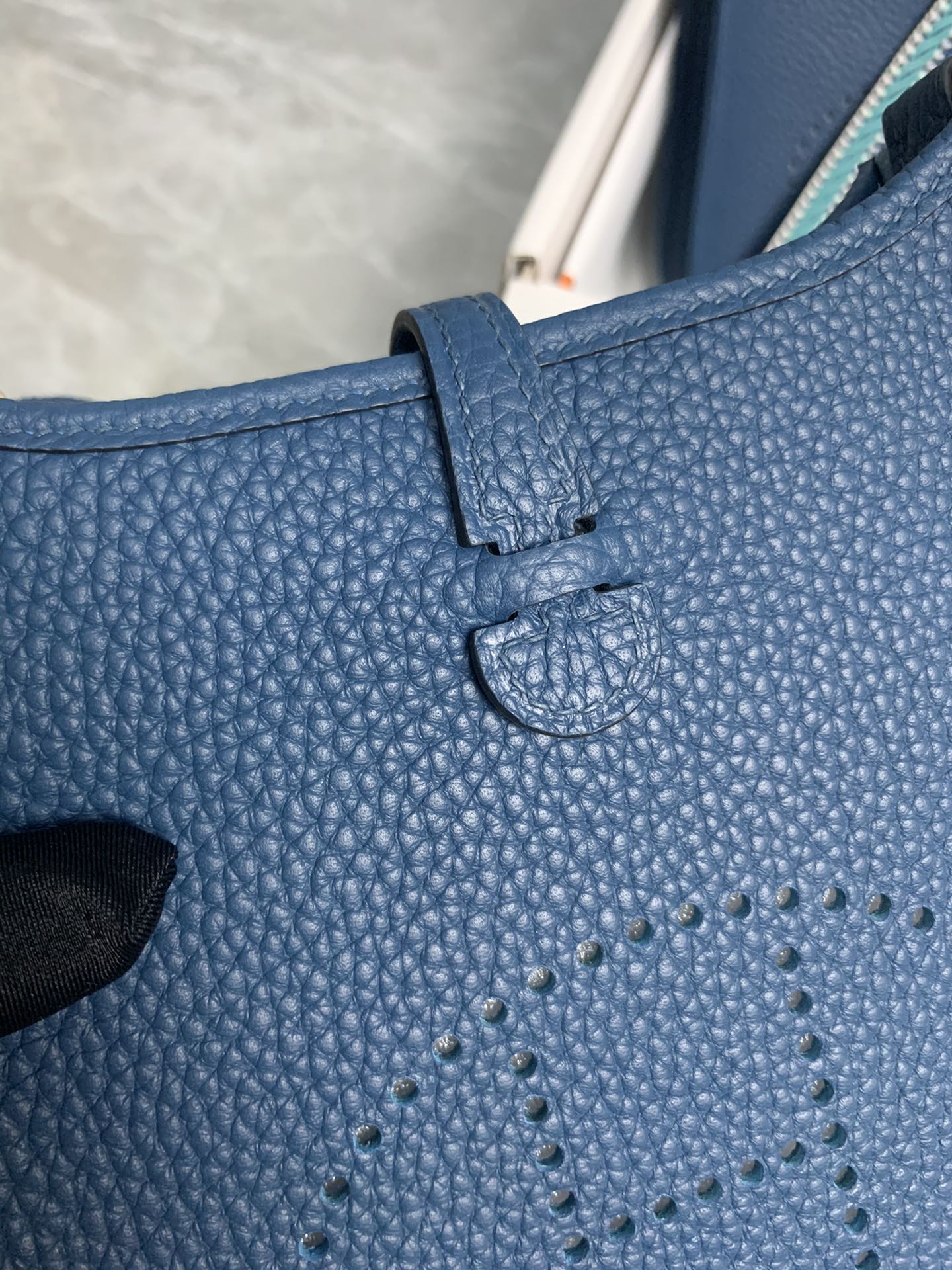 Replica Hermes Evelyne Mini Bag 17cm Original Togo Leather Blue