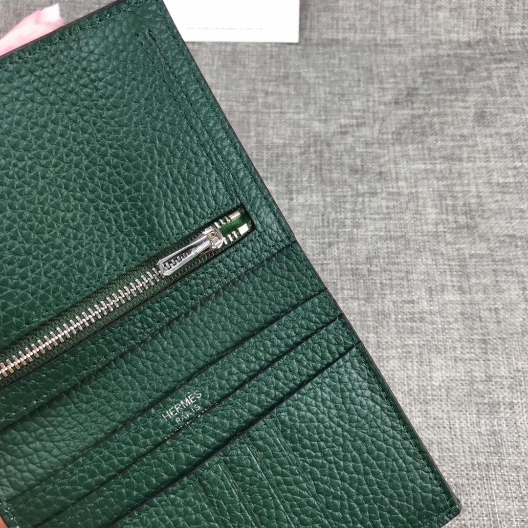 Best Price H5120 Hermes Bearn Short Wallet in Epsom Calfskin Green