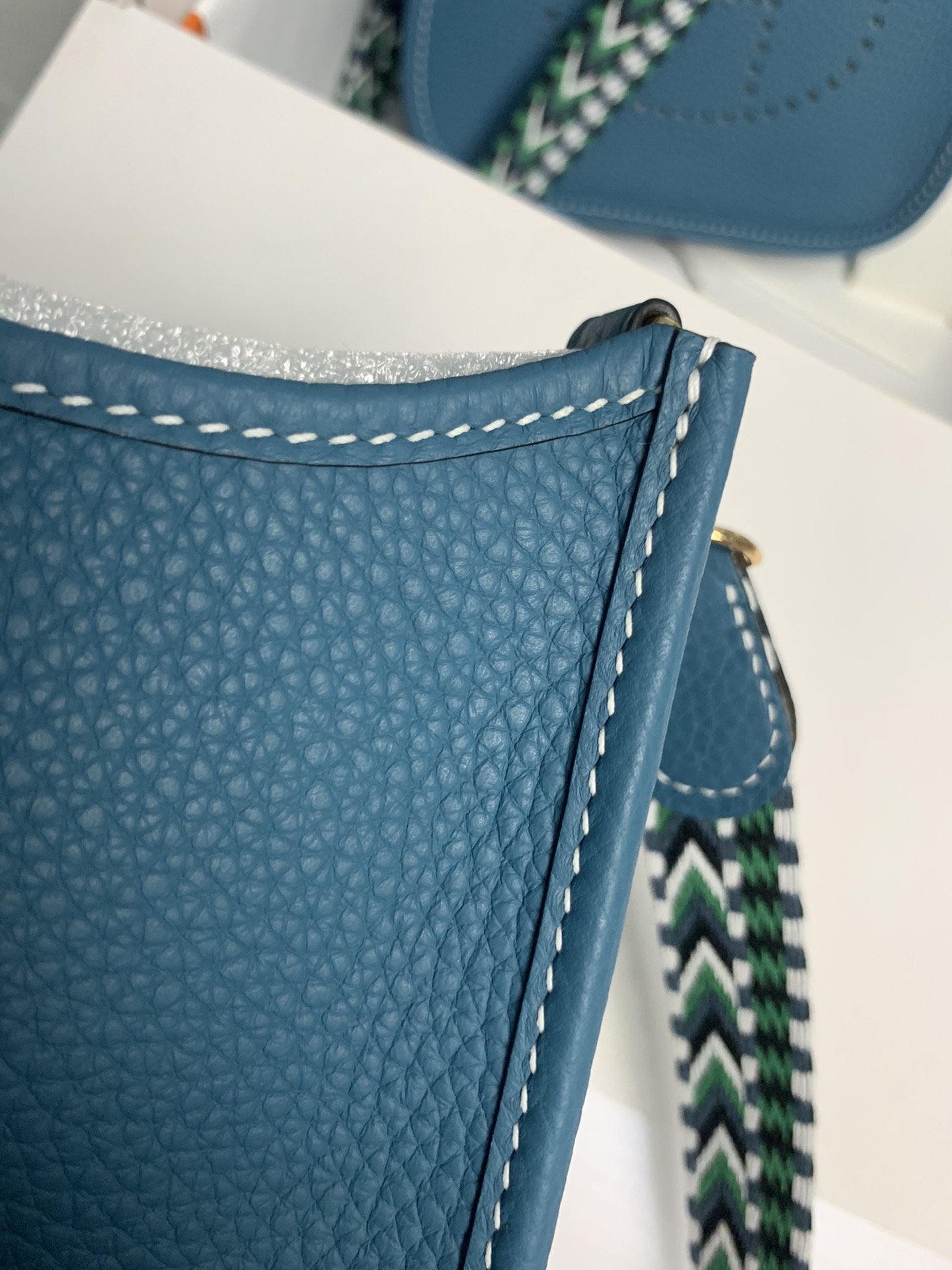 Replica Hermes Evelyne Mini Bag 17cm Original Togo Leather Light Blue